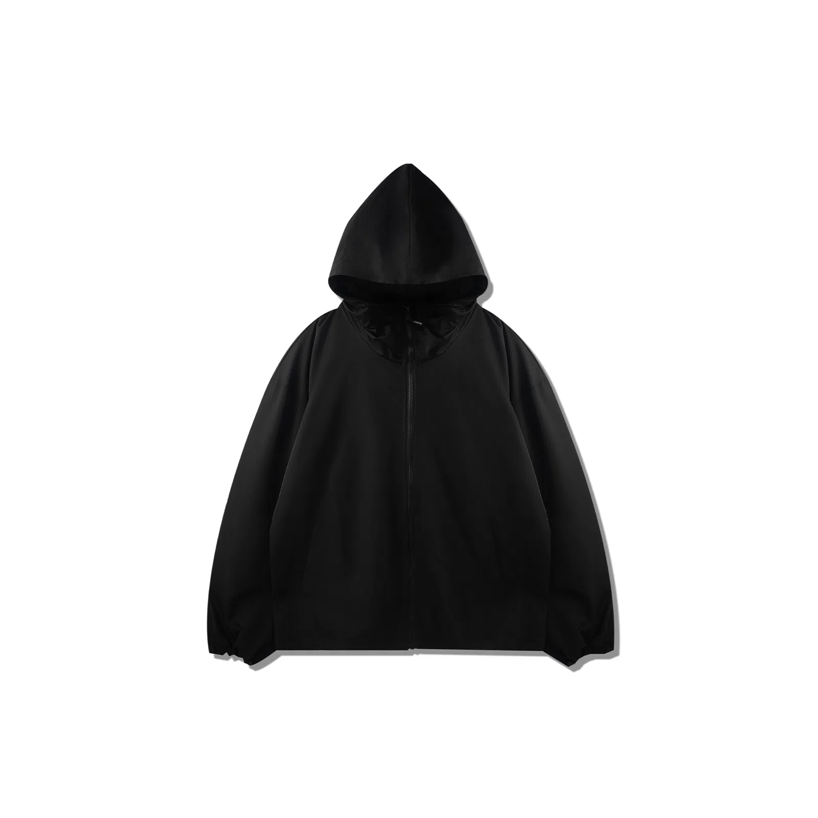 我是大卫 韩版气质夹克连帽开衫纯色潮牌高级时尚宽松休闲长袖卫衣 男女同款 黑色