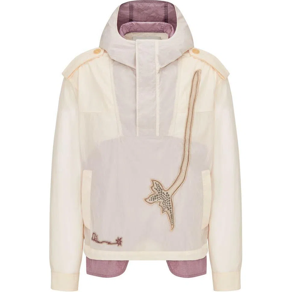 DIOR Pattern Appliqué Hoodie Jacket White