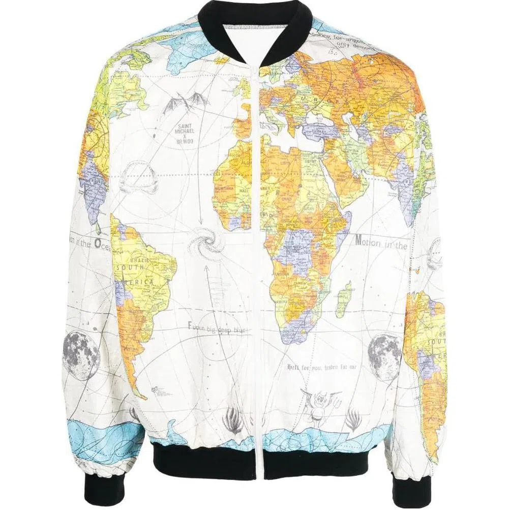 SAINT Mxxxxxx Map Print Zip Jacket White