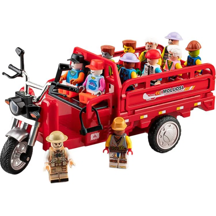 星星科教 合金三轮车仿真拉货三蹦子收藏摆件 成品模型