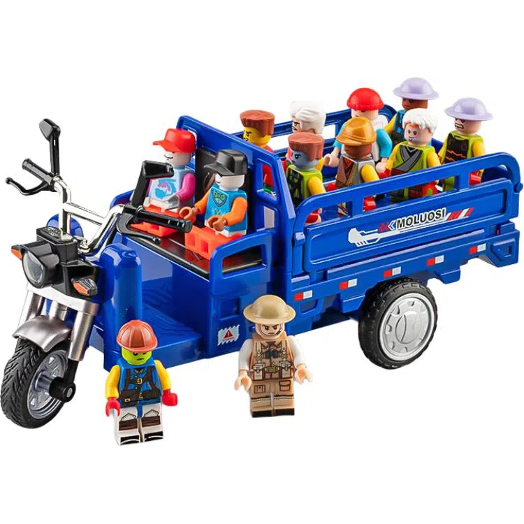 星星科教 合金三轮车仿真拉货三蹦子收藏摆件 成品模型