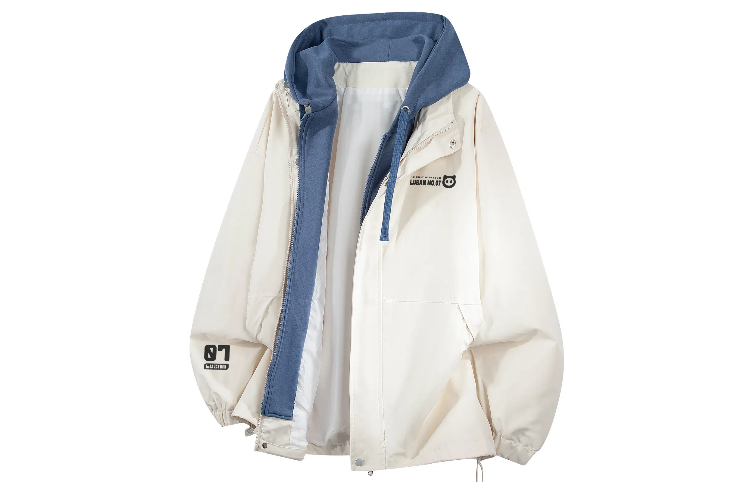 王者荣耀 鲁班七号星空梦想款 美式复古高街假两件基础款撞色拼接连帽长袖高级感户外运动休闲宽松通勤百搭外套夹克 男女同款