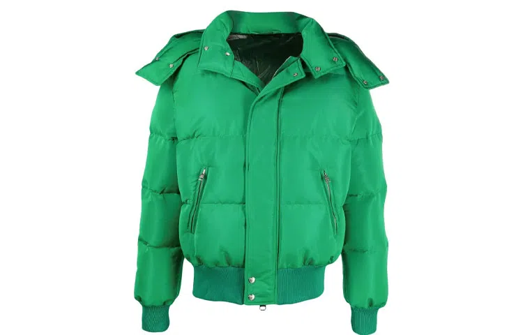 Alexander McQueen Logo Hooded Down Jacket Green