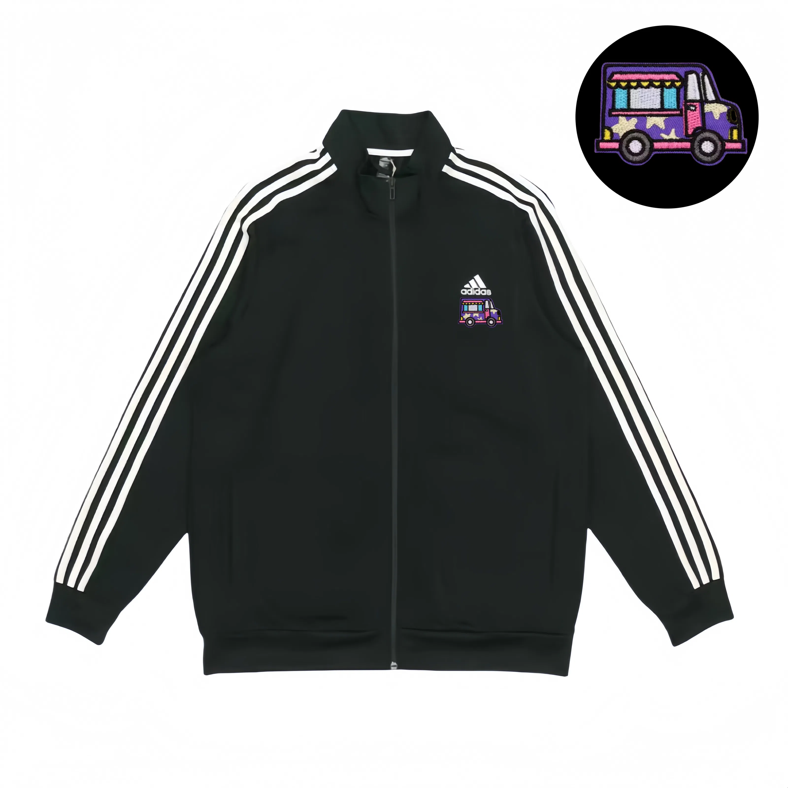 adidas Embroidered Striped Bomber Jacket Black