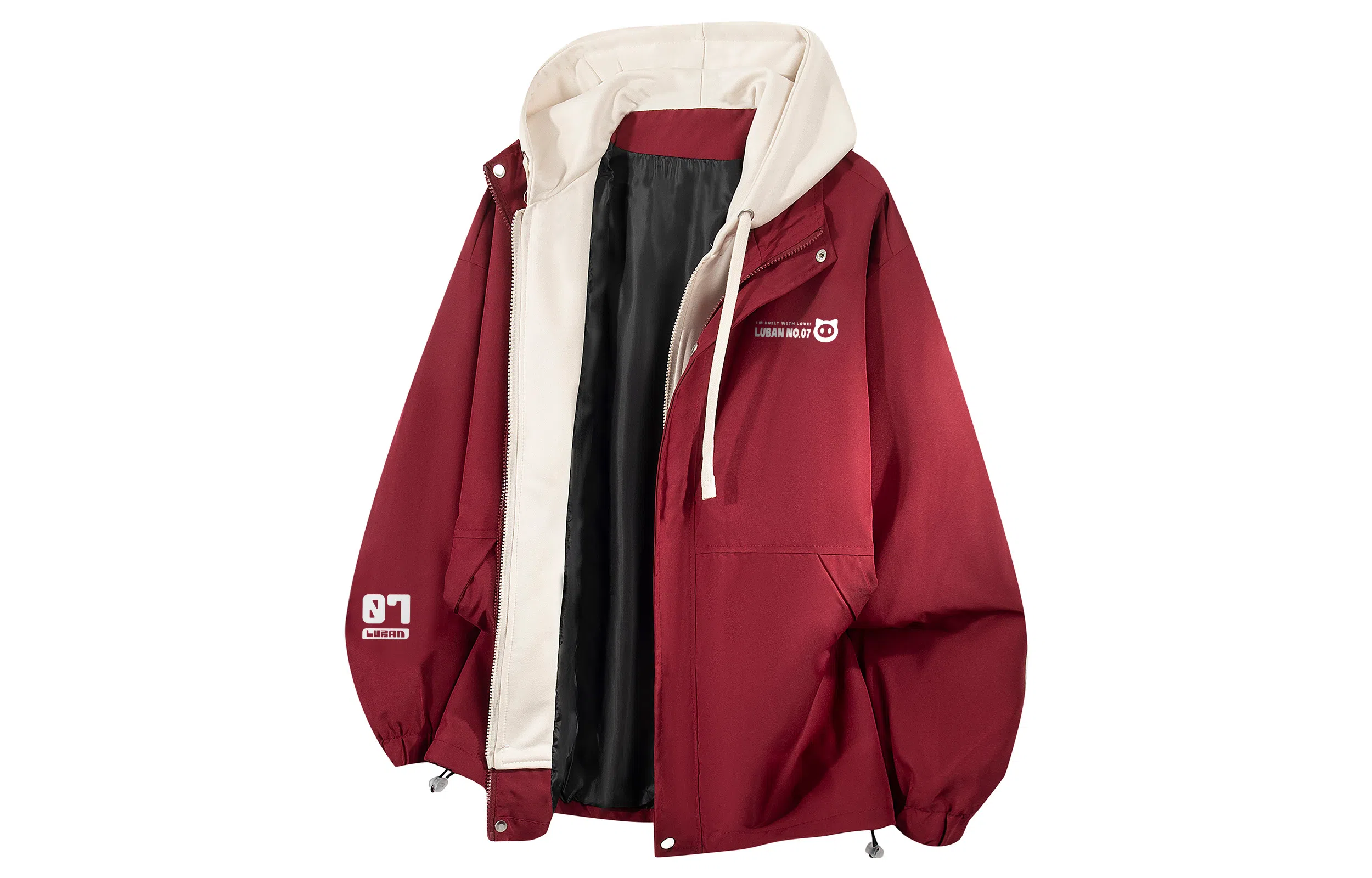 王者荣耀 鲁班七号星空梦想款 美式复古高街假两件基础款撞色拼接连帽长袖高级感户外运动休闲宽松通勤百搭外套夹克 男女同款