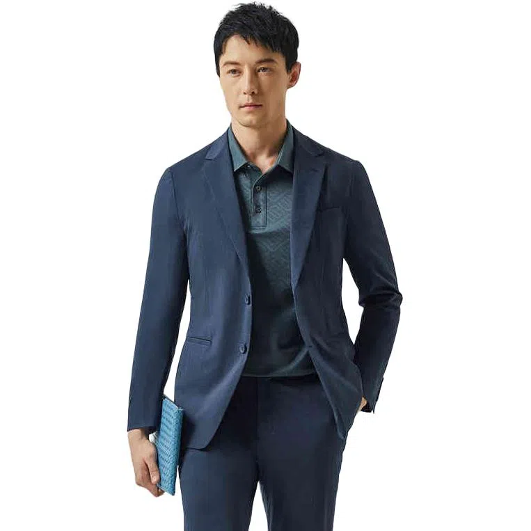 迪柯尼 纯色长袖商务绅士西装 男款 深宝蓝