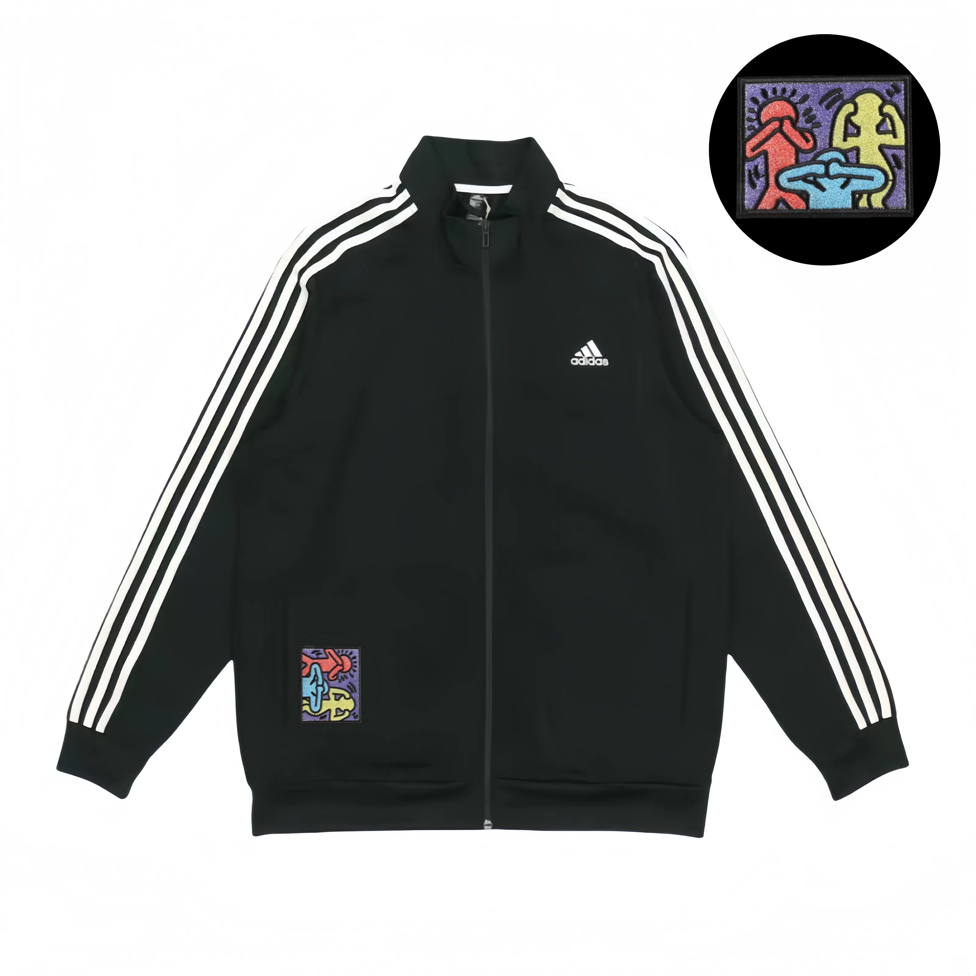 adidas Embroidered Striped Track Jacket Black