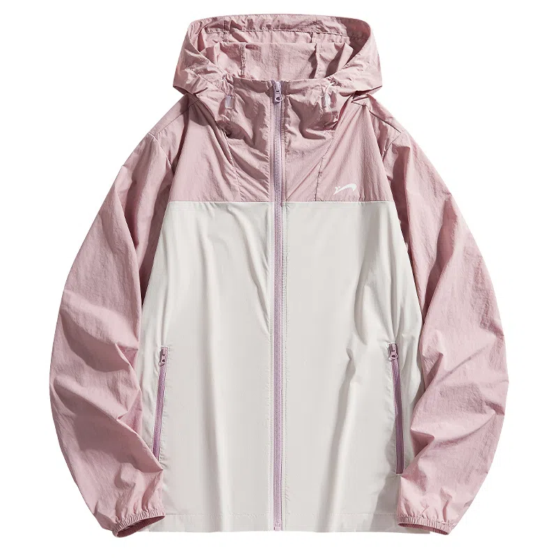 贵人鸟 透护轻逸系列 美式复古高街舒适时尚简约拼接撞色口袋拉链轻薄连帽 透气防紫外线防晒服 男女同款