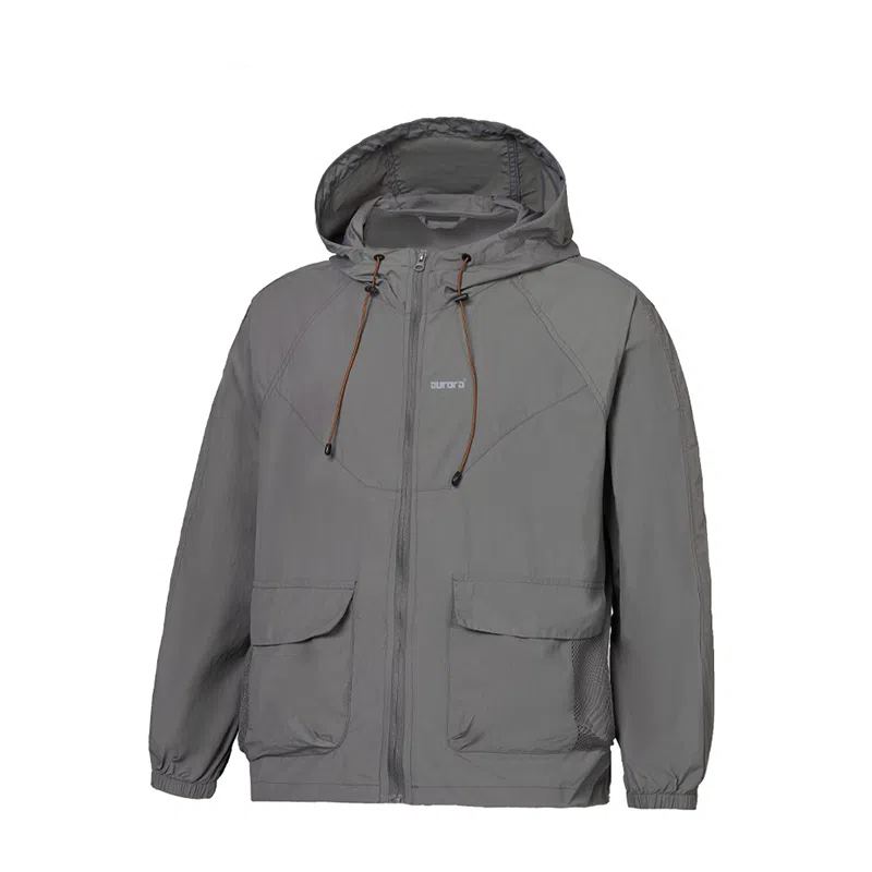 鸭鸭 美式高街纯色大口袋设计薄款凉爽宽松连帽抽绳夹克外套 男女同款