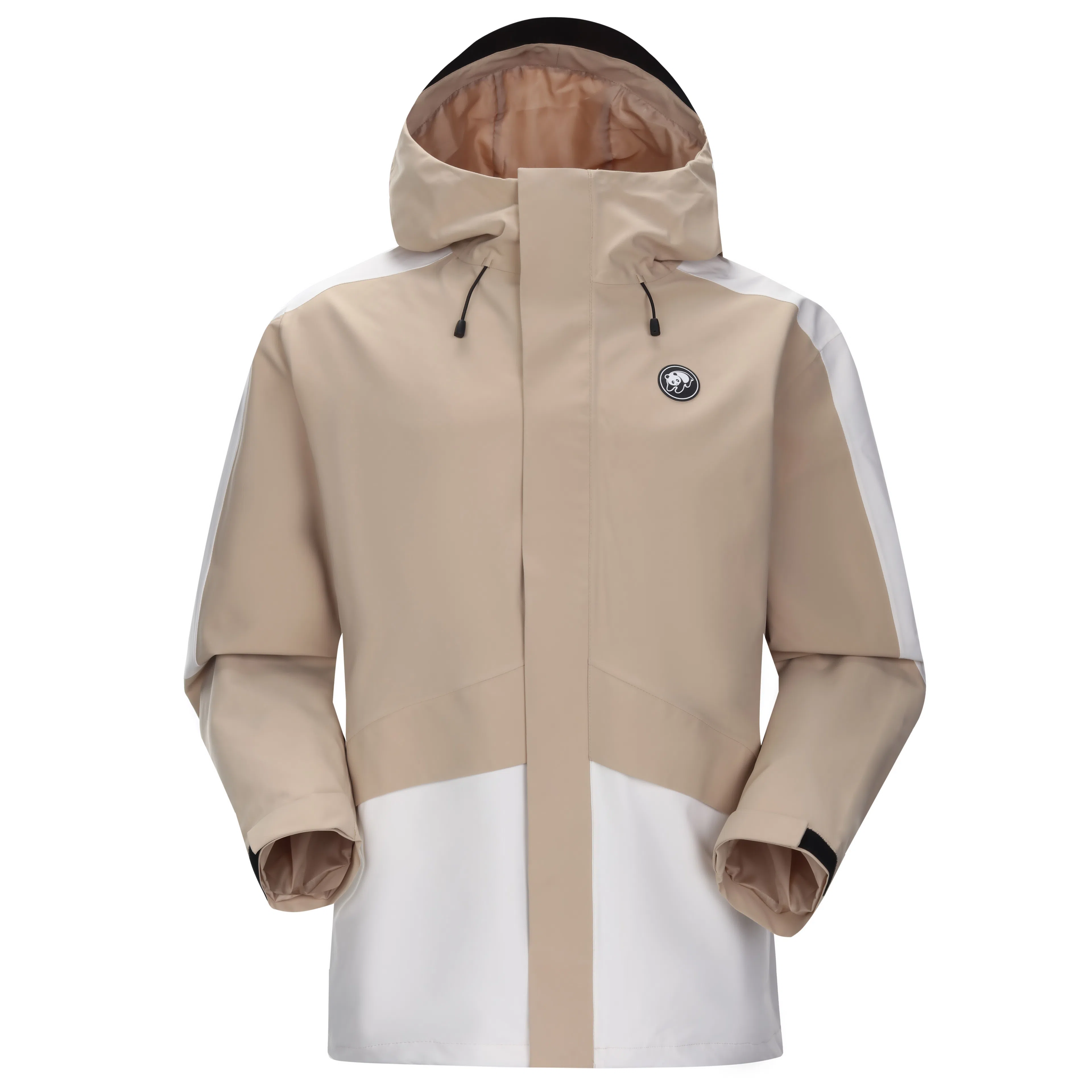 熊猫 休闲徒步轻量化撞色户外防水防风透湿连帽单层冲锋衣 男女同款