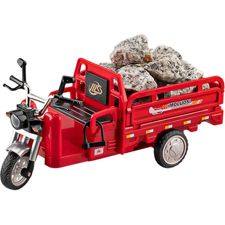 星星科教 合金三轮摩托车三蹦子 拉货拉石头拉草 成品模型