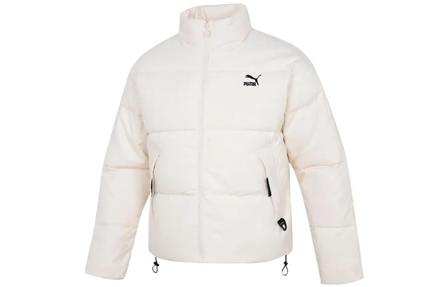 PUMA Logo Print Down Jacket White