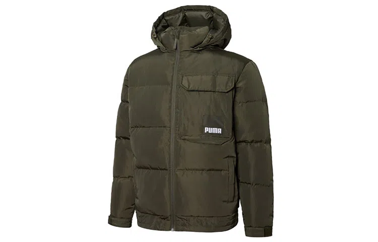 Puma Oversized Pocket Down Jacket Olive