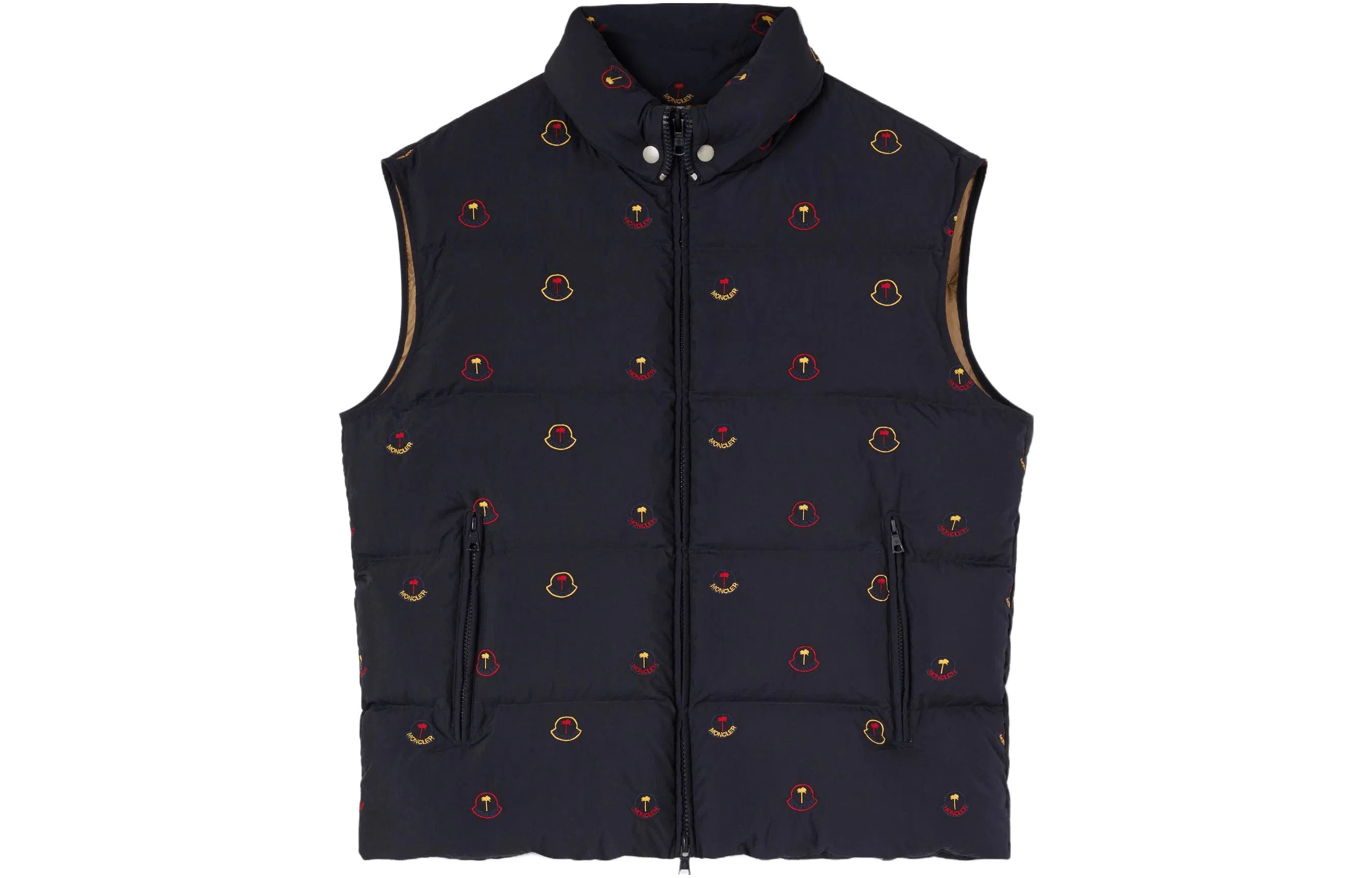 Moncler x Palm Angels FW23 Embroidered Nylon Vest Navy Red