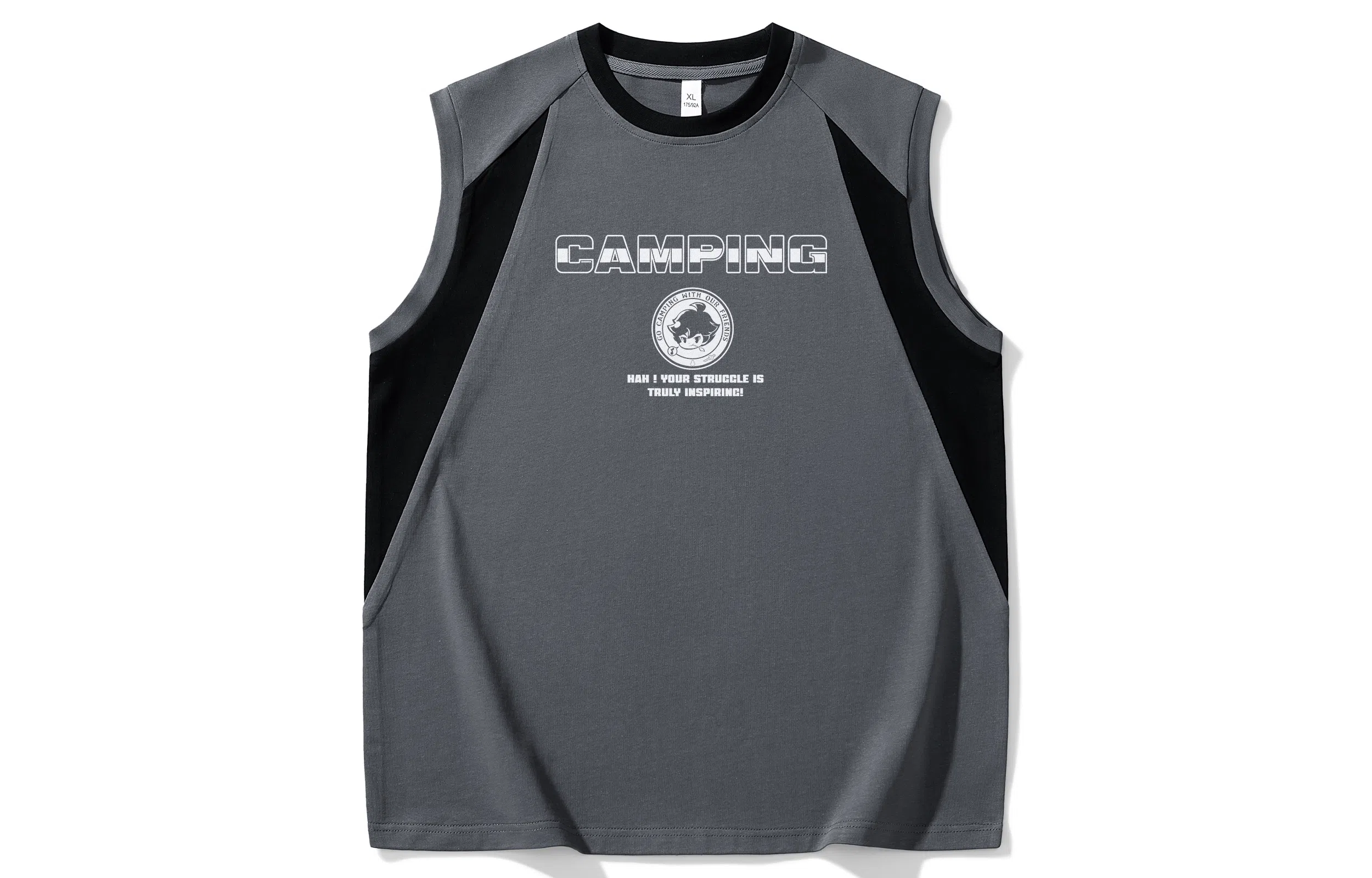 王者荣耀 李白款 美式复古插色休闲高街户外运动日常通勤无性别直筒圆领无袖背心 男女同款