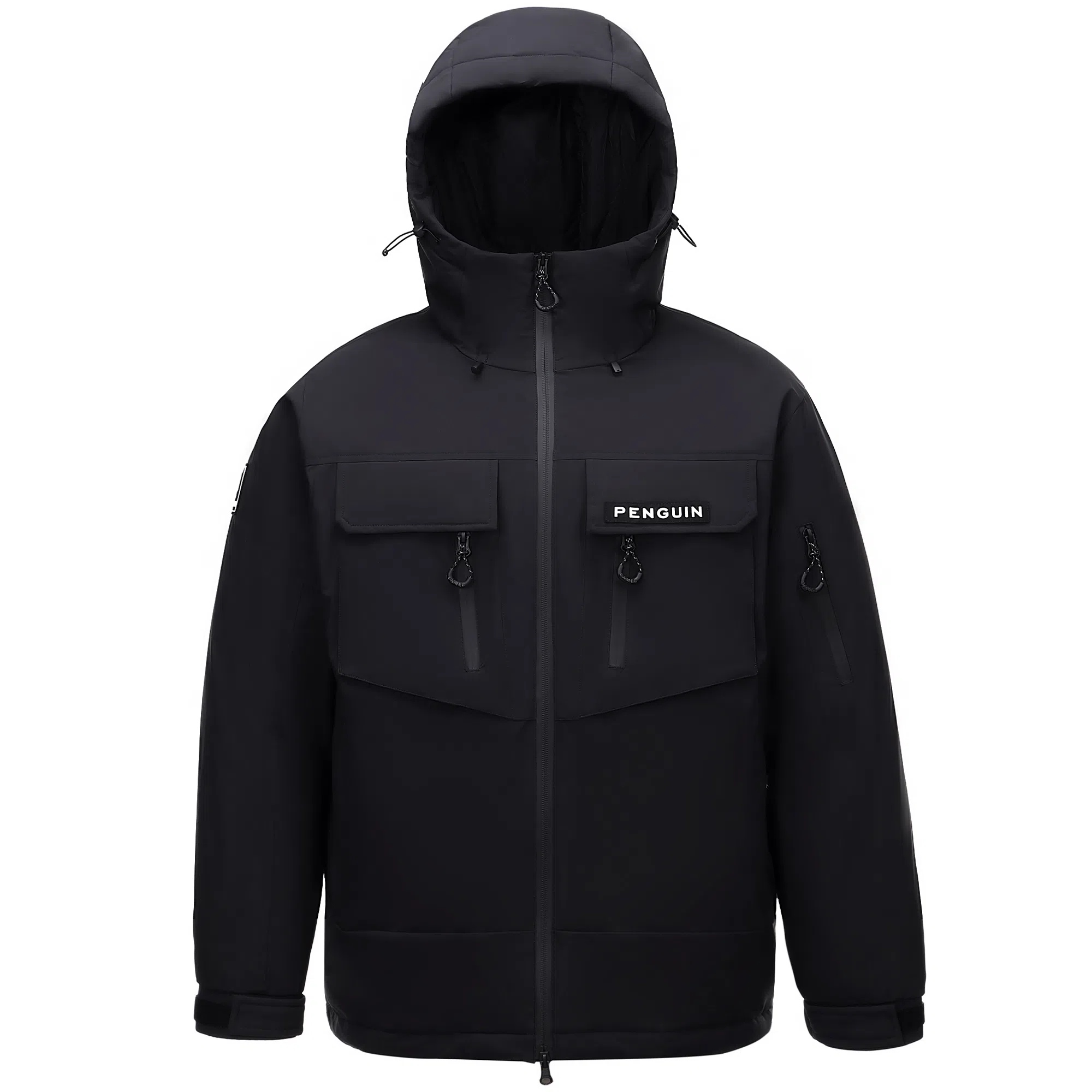 企鹅 户外拼色热能保暖防风工装派克加厚羽绒服 男女同款