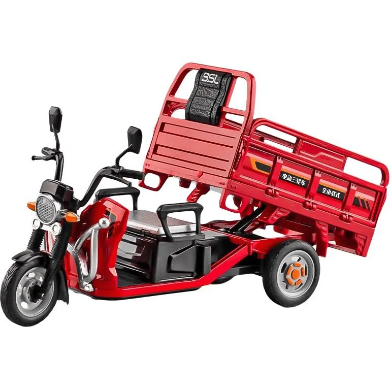 星星科教 合金三轮摩托车模收藏 后斗升降 挡板放下 成品模型