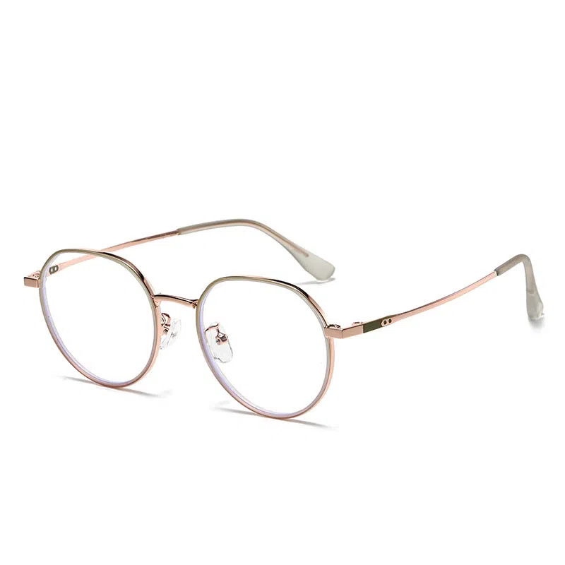 山一丸 金属宽边高级眼镜时尚防蓝光眼镜 可配度数平光镜 不锈钢 圆形 光学镜架 男女同款情侣款