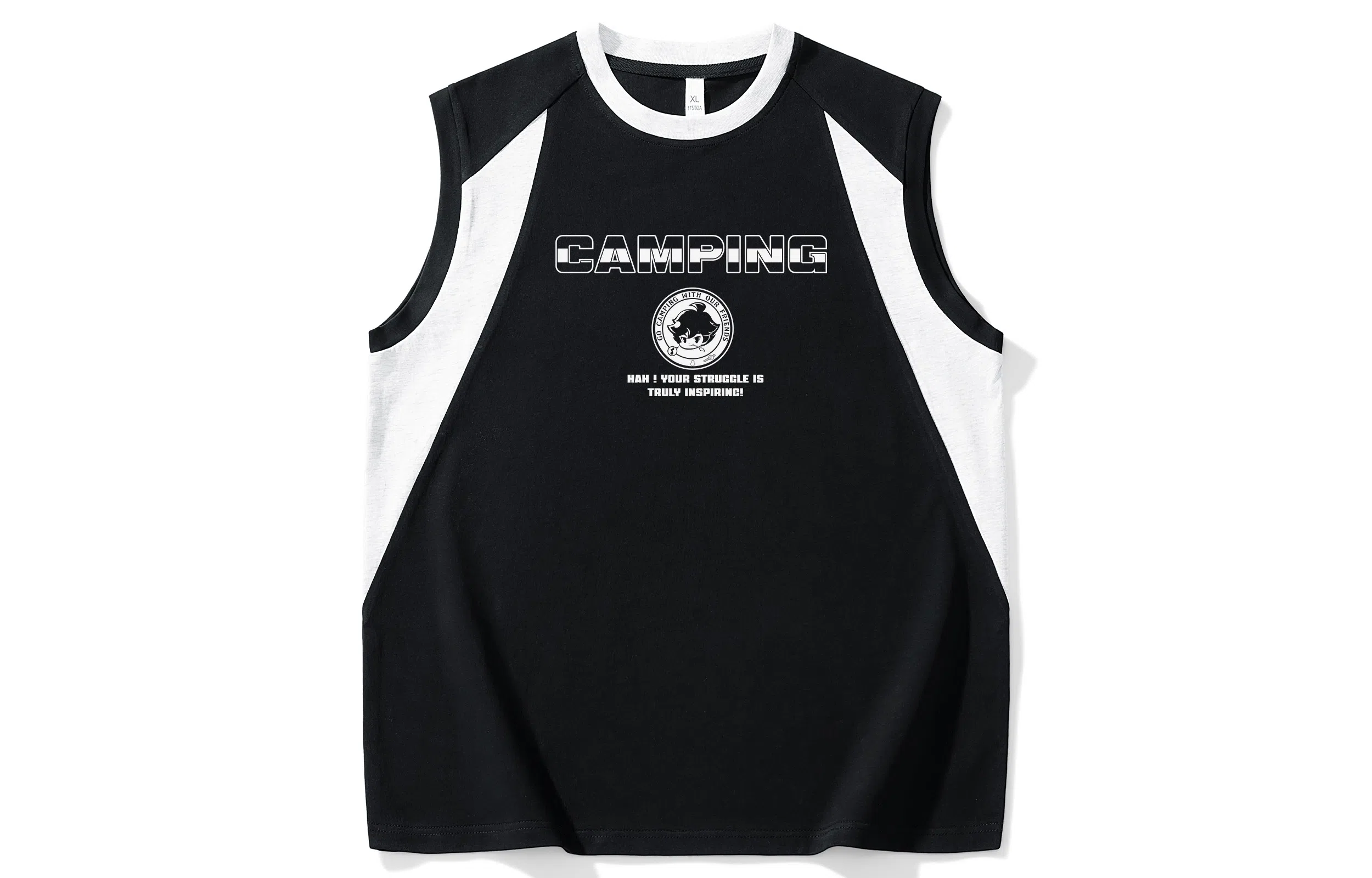 王者荣耀 李白款 美式复古插色休闲高街户外运动日常通勤无性别直筒圆领无袖背心 男女同款