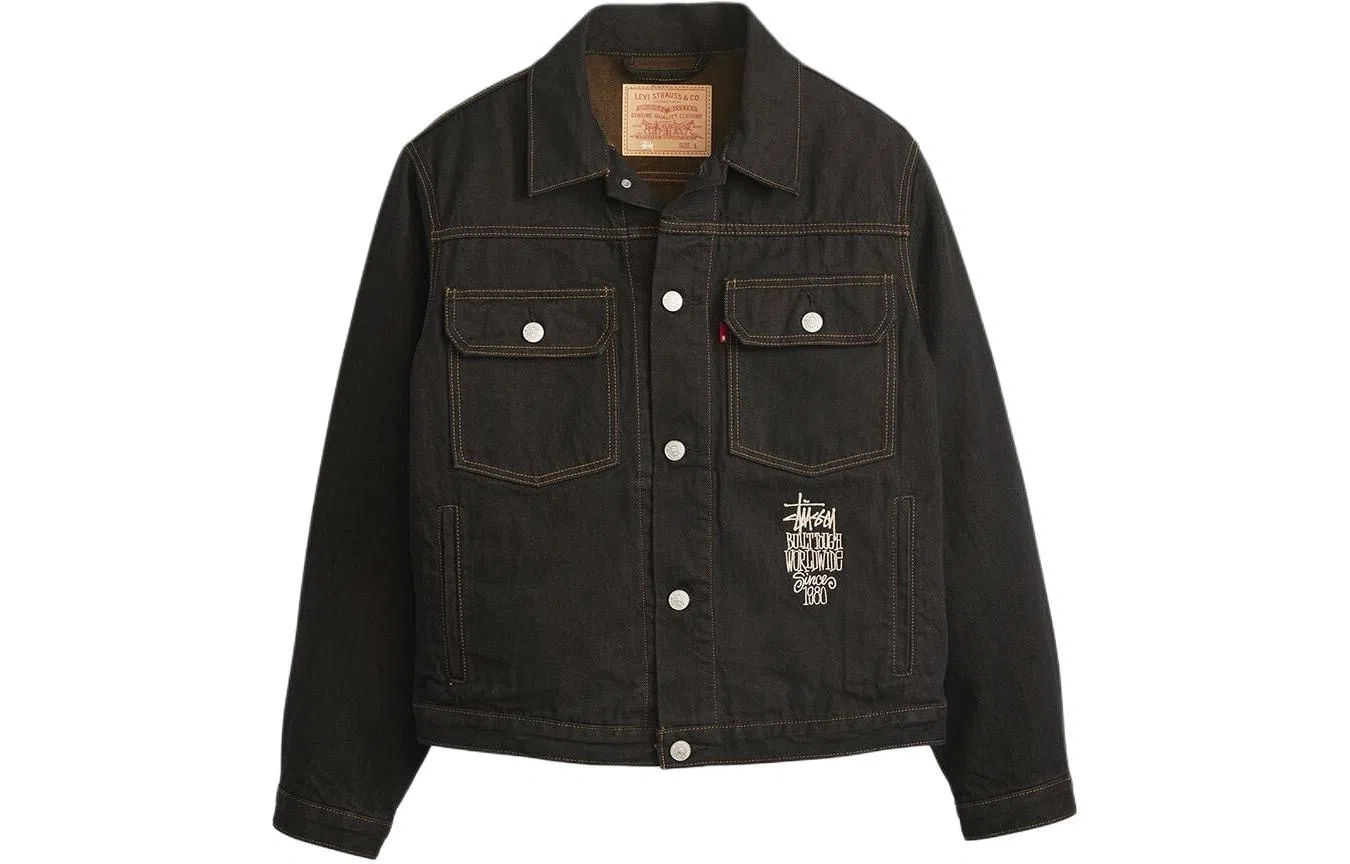 Stussy x Levi's SS24 Logo Embroidered Trucker Jacket Black