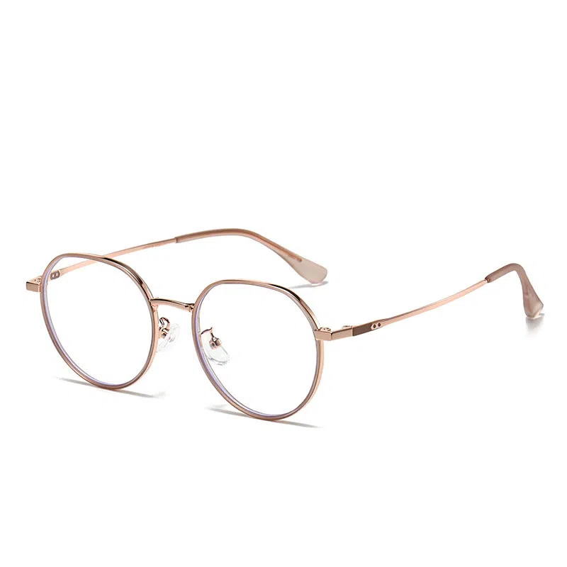 山一丸 金属宽边高级眼镜时尚防蓝光眼镜 可配度数平光镜 不锈钢 圆形 光学镜架 男女同款情侣款