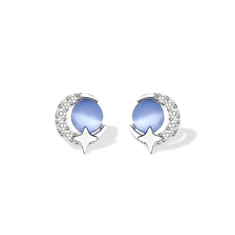 Shenglan Ocean UX Blue Eye Moon Planet Earrings