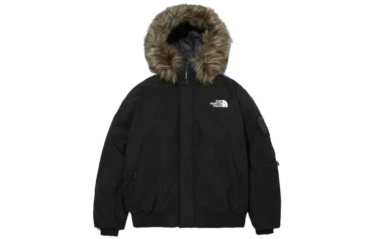 The North Face Logo Print Hooded Down Jacket Black