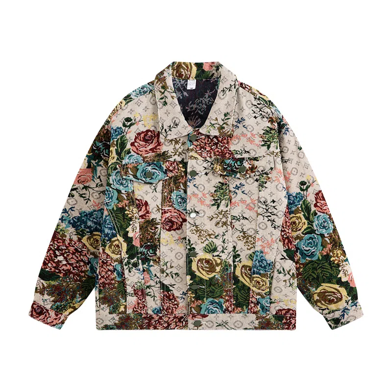 MIIRACER Floral Embroidered Denim Jacket