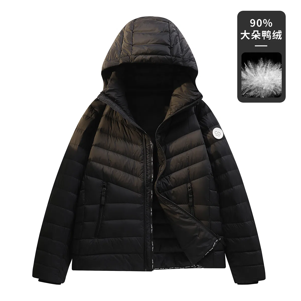 鸭鸭 轻薄休闲保暖连帽短款羽绒服 男女同款
