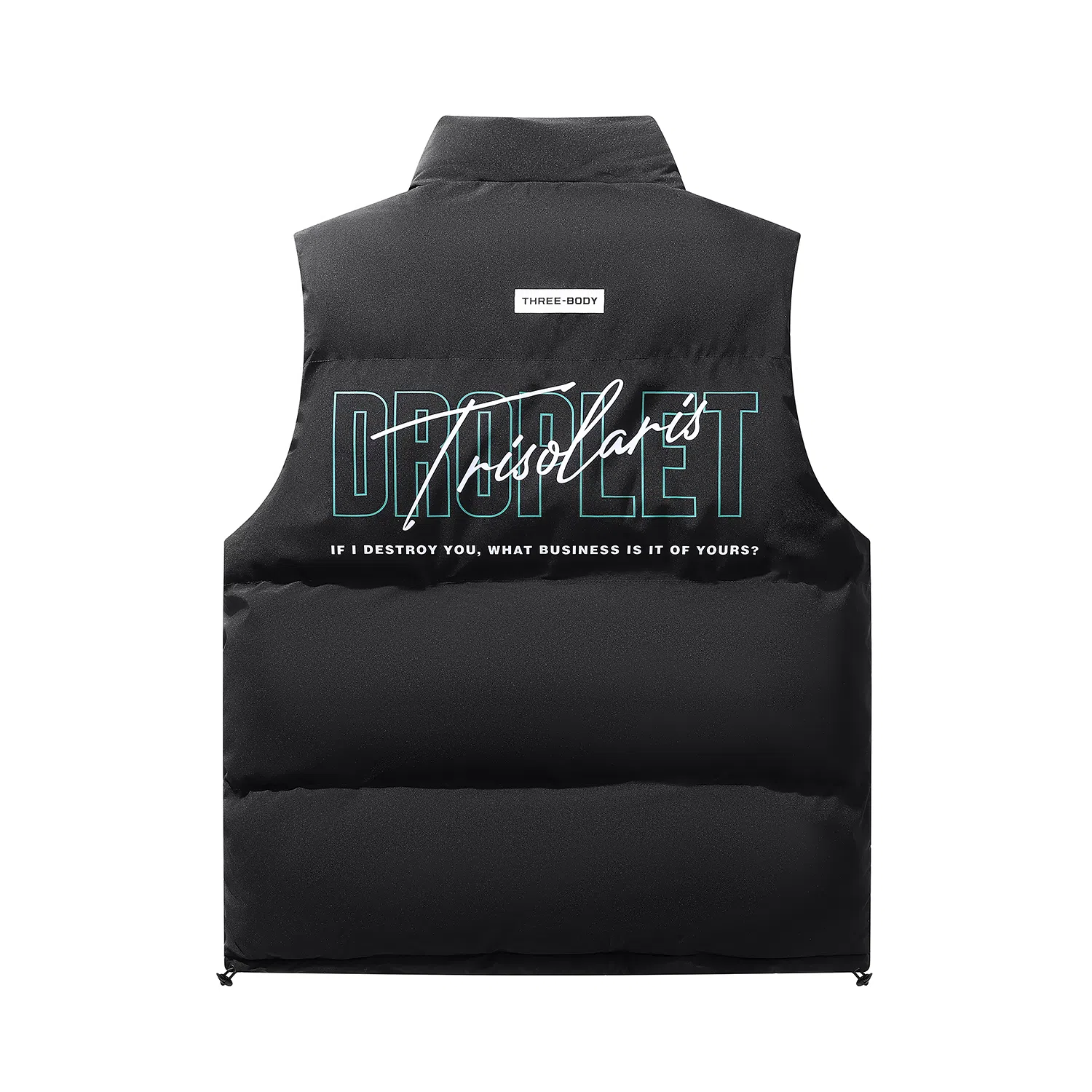 三体 文明系列简约基础款字母印花百搭立领美式复古户外机能风背心宽松休闲保暖加厚柔软舒适防风无袖马甲 男女同款