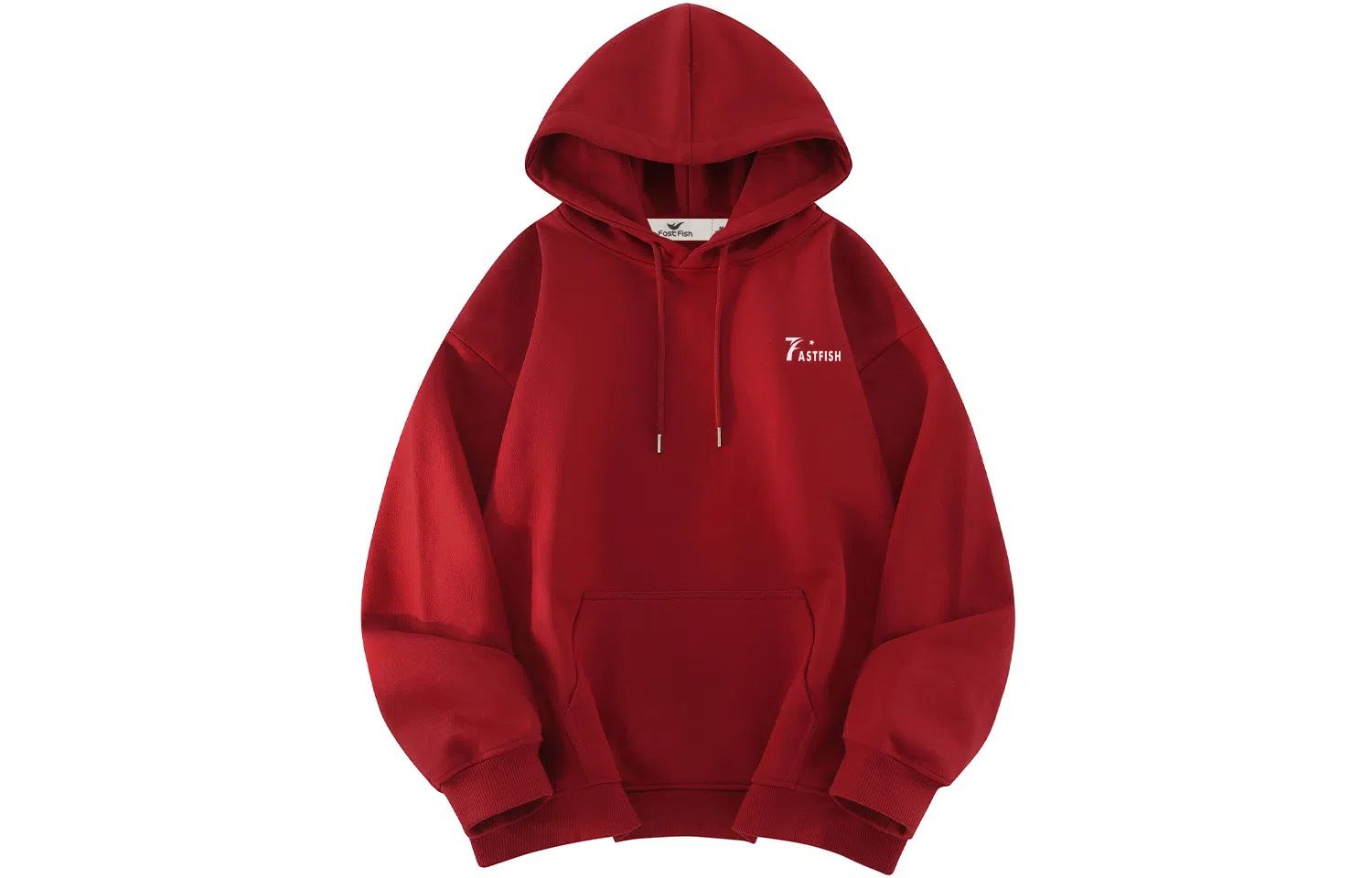 快鱼 韩系时尚重磅个性简约印花基础款多巴胺休闲时尚舒适宽松百搭无性别主义连帽卫衣 男女同款 酒红