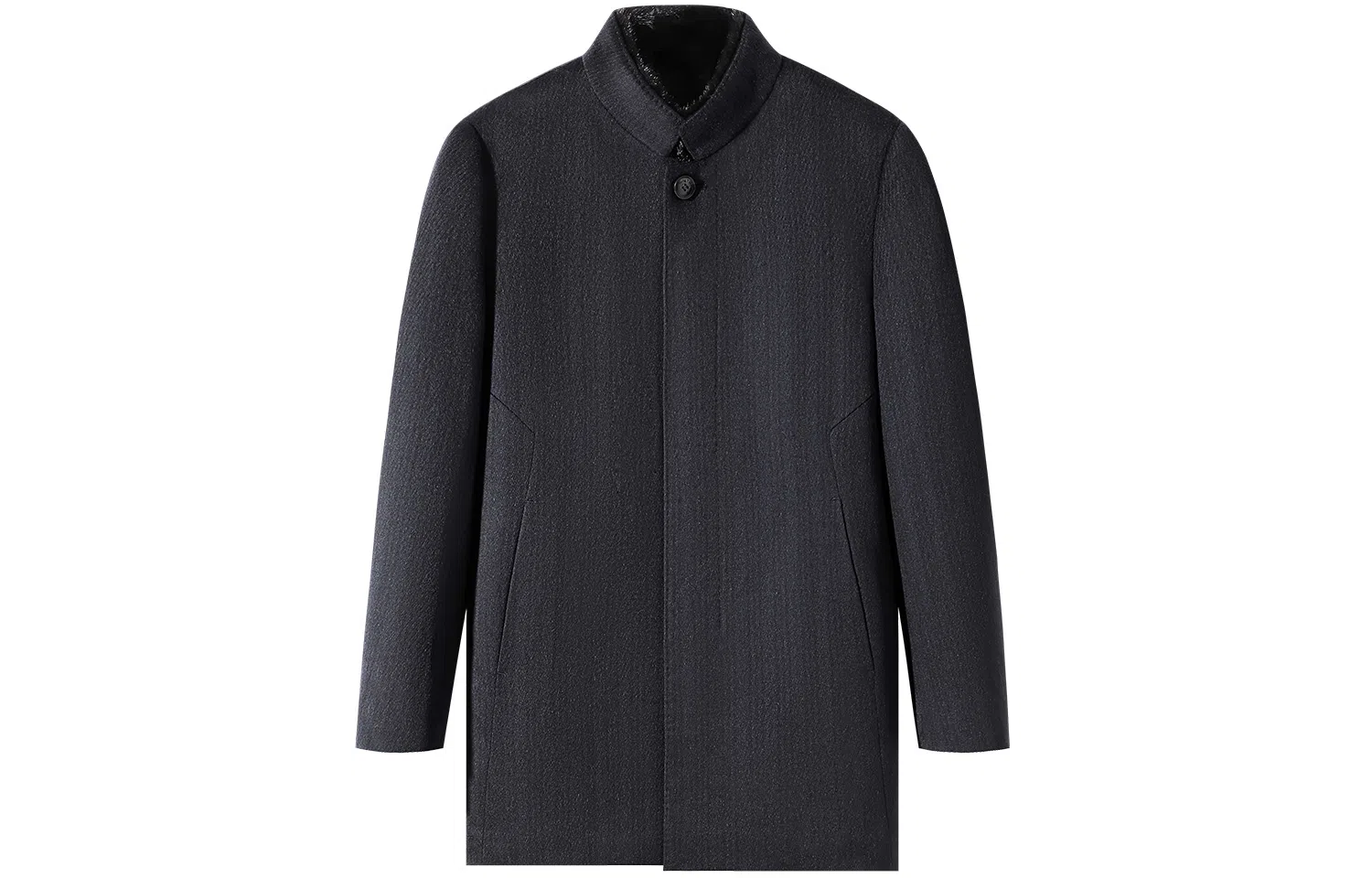 恒源祥 纯色立领单排扣中长款大衣 男款