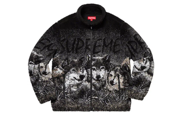 Supreme Wolf Fleece Jacket Black
