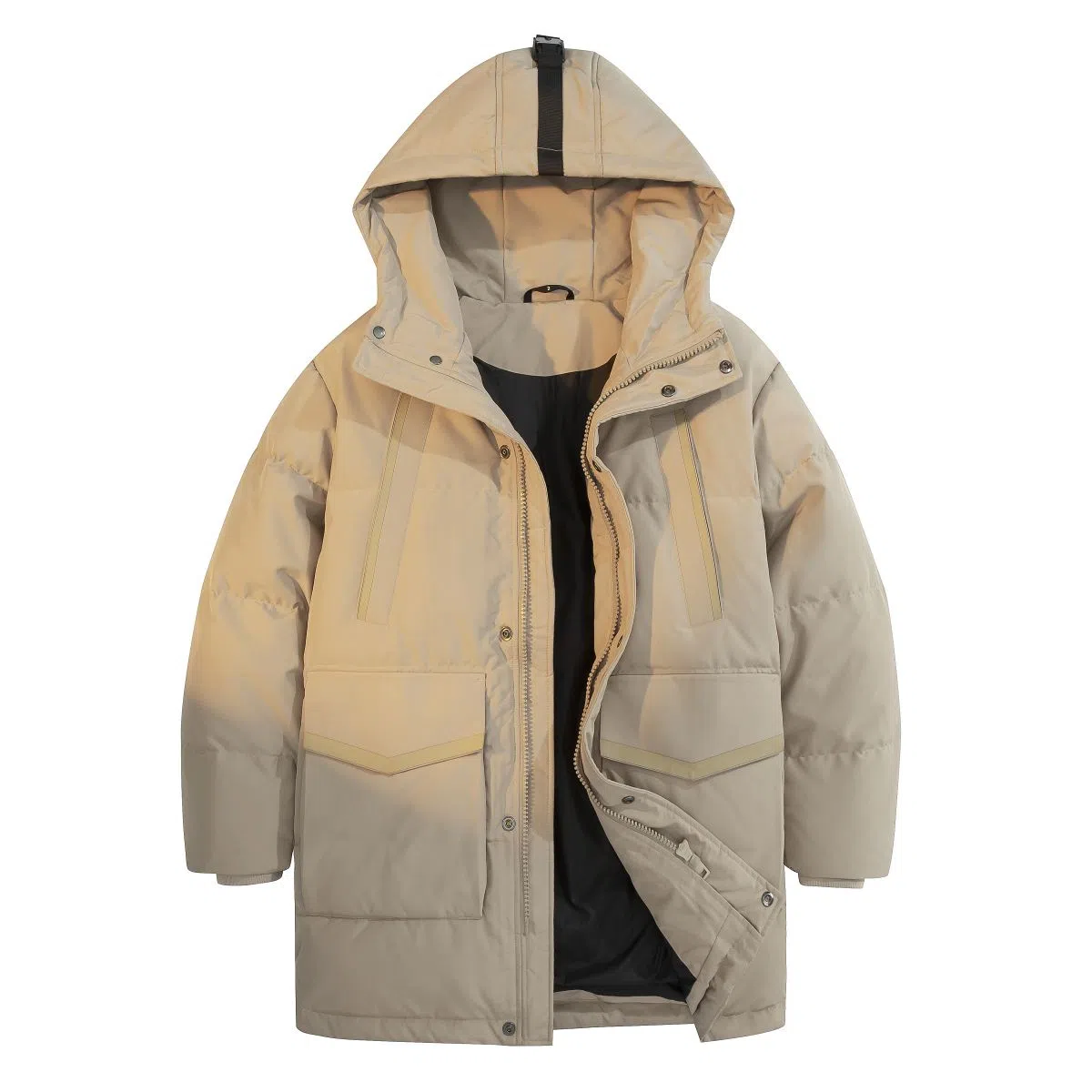 鸭鸭 休闲简约时尚连帽中长款羽绒服 男款