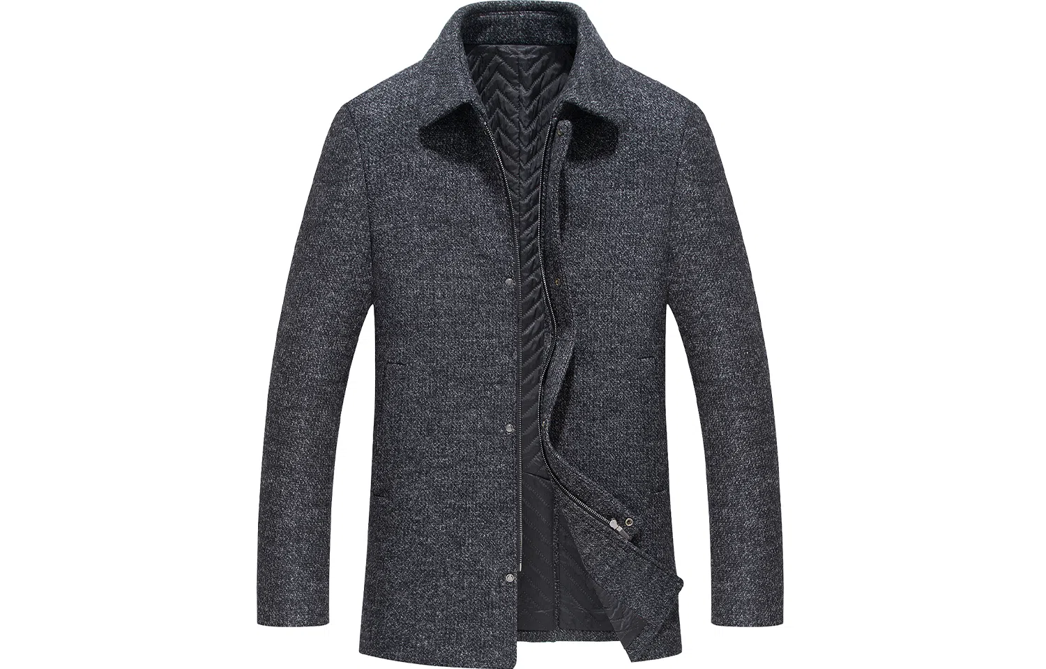 恒源祥 加厚翻领羊毛呢保暖中长款大衣 男款