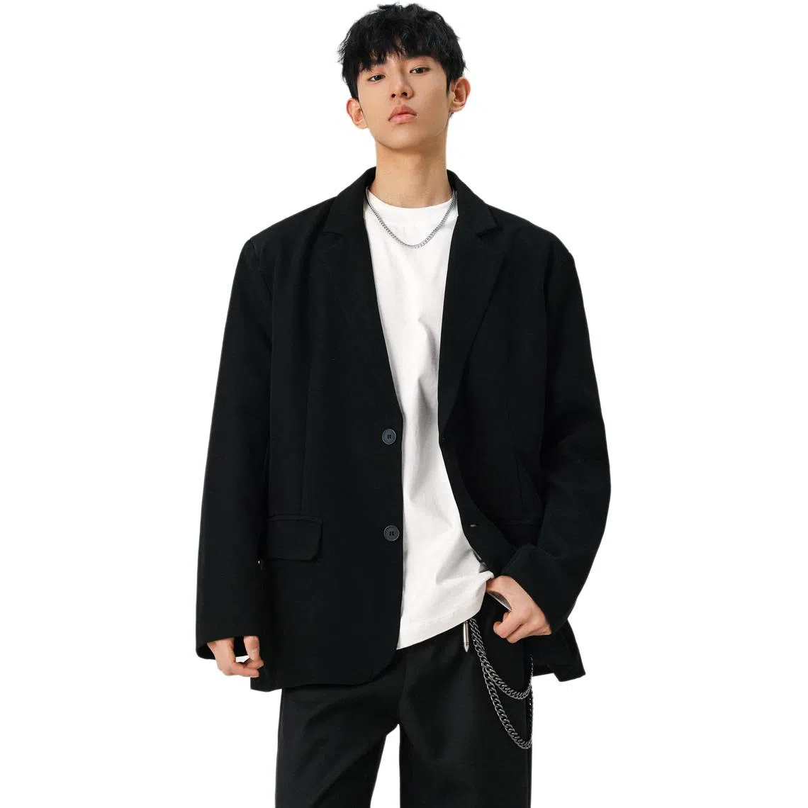 颂希尔 美式简约复古宽松高级纯色休闲长袖西装 男女同款