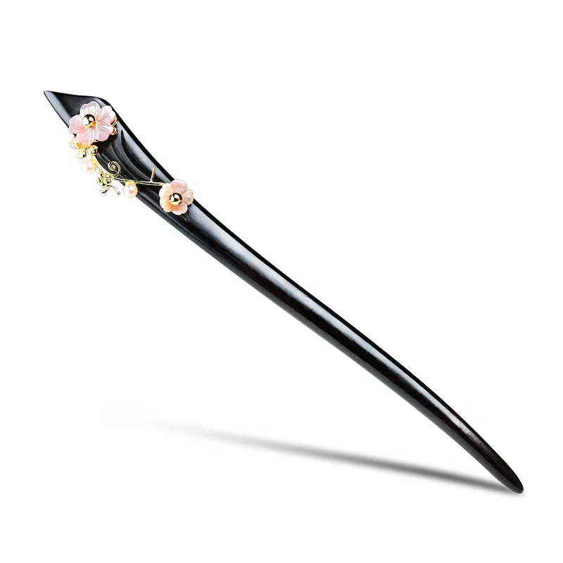 凤凰涅磐 古风新中式簪子木质汉服旗袍木簪日常盘发现代简约  黑檀木 酒红石榴石 发簪 女款 礼物 礼盒