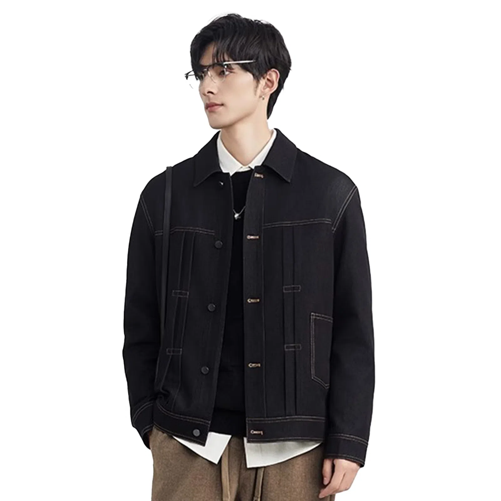 独驰 百搭休闲单排扣牛仔外套 男款