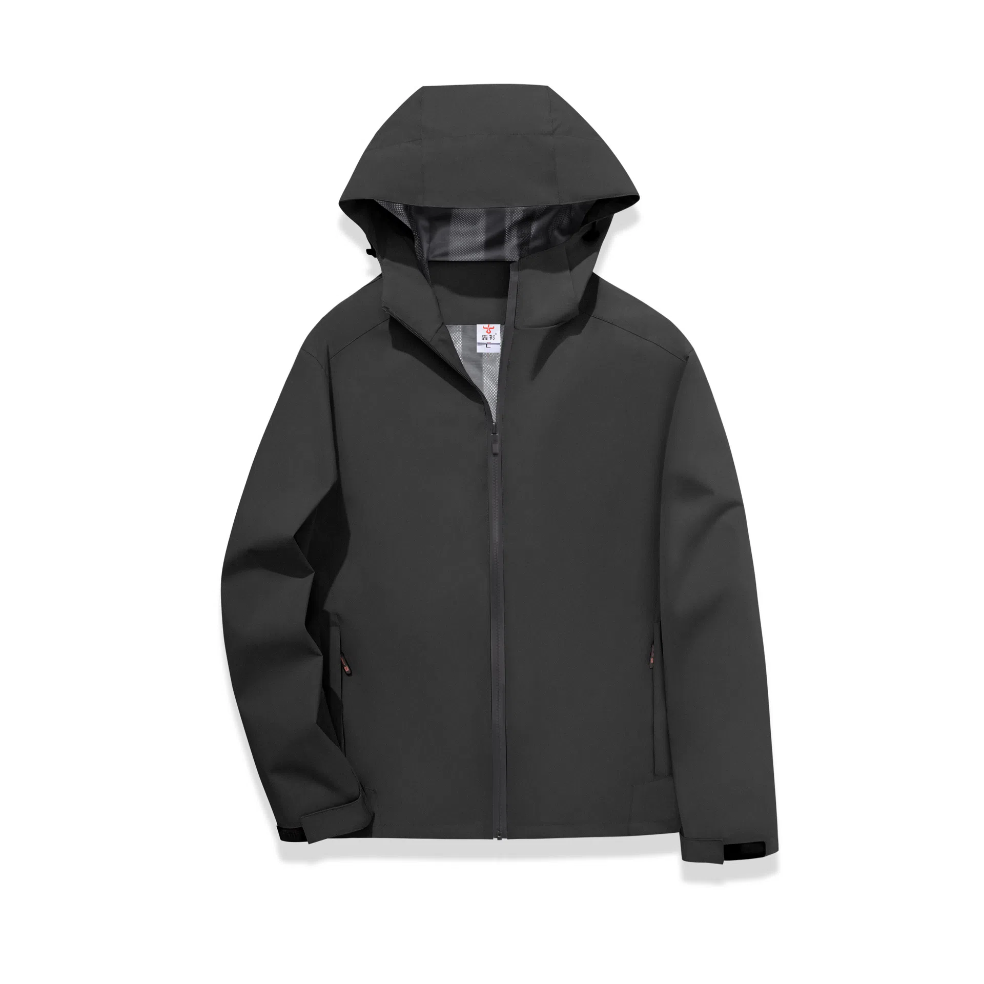 浪莎  纯色连帽户外登山休闲拉链  防水防风冲锋衣 男女同款