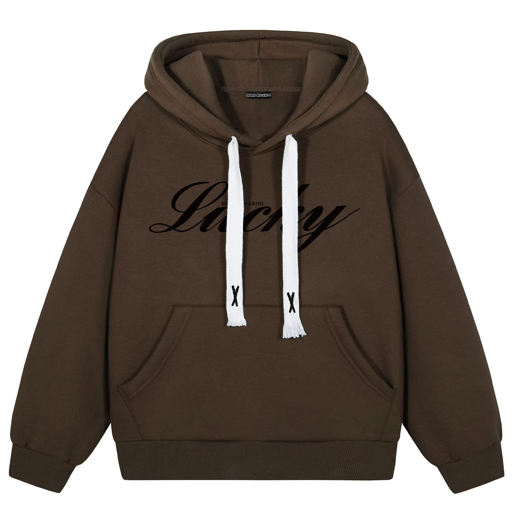 大卫贝肯 品牌字母简约基础款美式潮流休闲宽松连帽卫衣 男女同款 浅灰