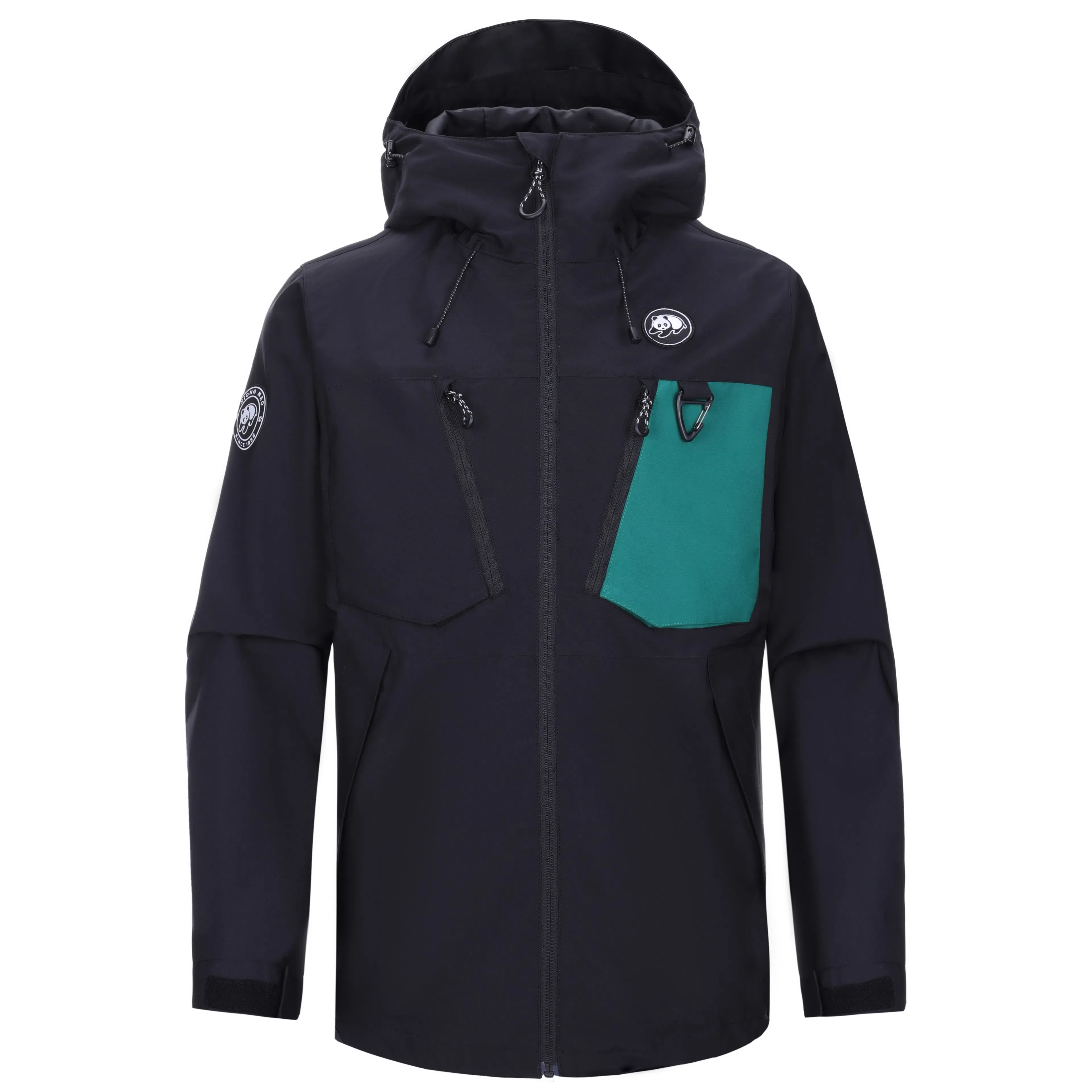 熊猫  户外山系撞色连帽单层  防水防风透气冲锋衣 男女同款