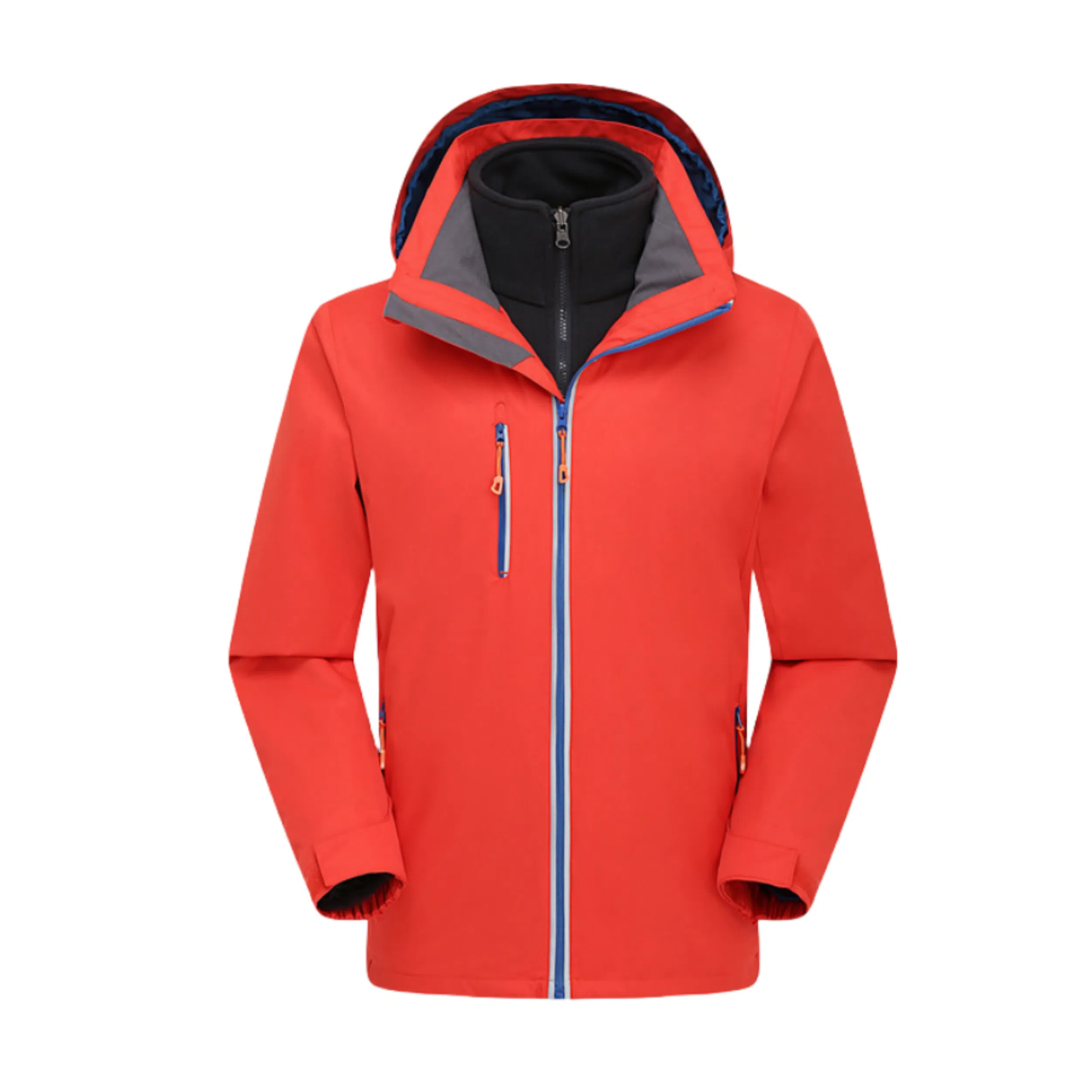 浪莎  户外舒适纯色连帽宽松拉链  防水防风保暖冲锋衣 男女同款