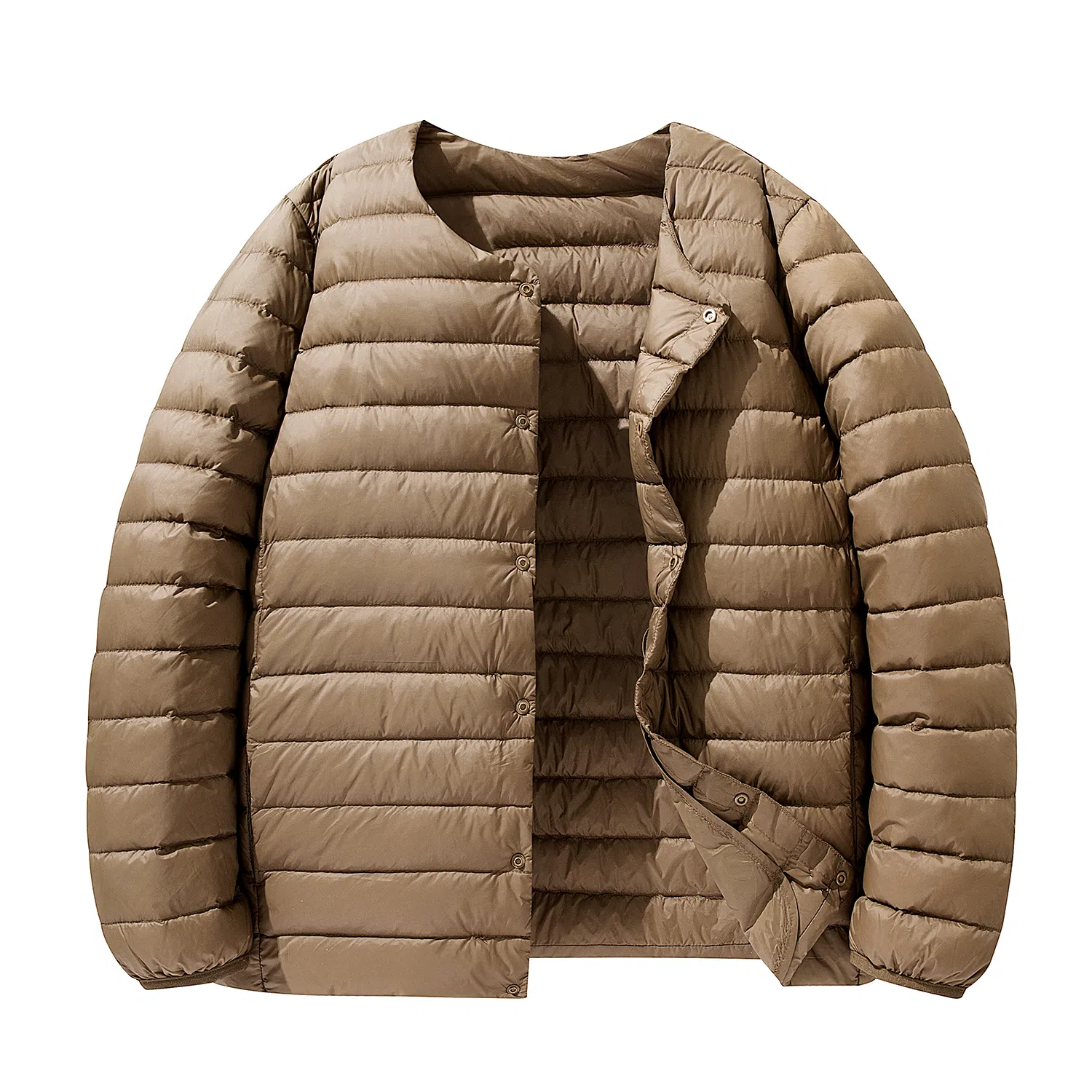 鸭鸭 轻薄便携纯色基础款休闲宽松单排扣圆领保暖羽绒服 男款