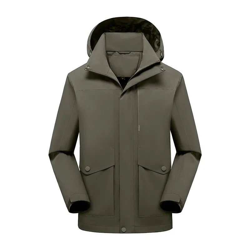 浪莎  纯色拉链连帽舒适百搭  防水防风冲锋衣 男女同款