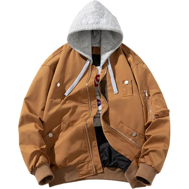 玉儿恋 复古简约工装飞行员夹克棉衣秋冬季加厚棒球外套棉服 男款