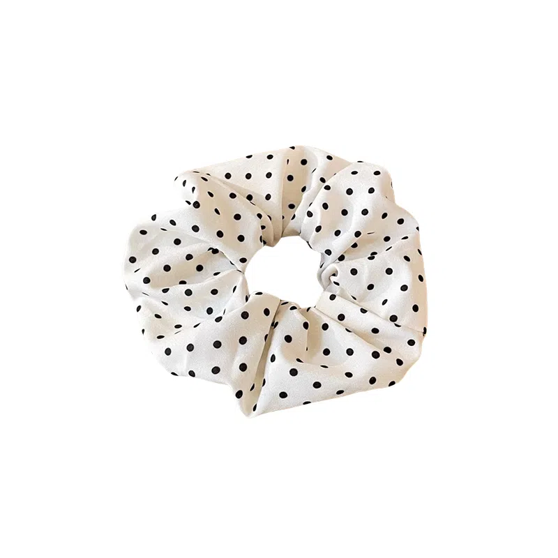 水中玉 韩系白色波点大肠发圈高级感不伤发发饰耐用发绳头饰 皮筋 头绳 女款