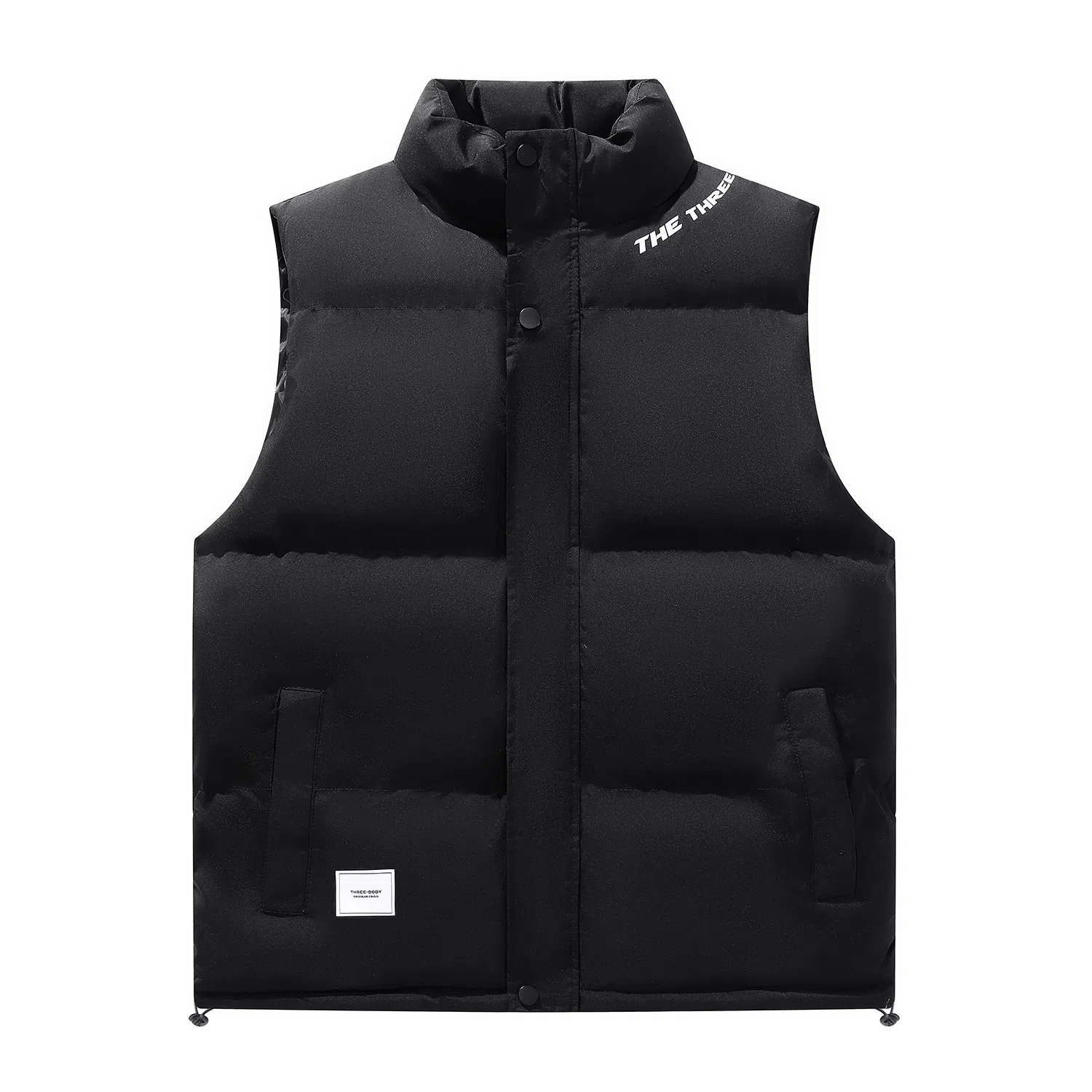 三体 问题系列 美式复古简约基础款字母印花休闲百搭立领保暖加厚柔软舒适户外工装机能风宽松无袖马甲 男女同款