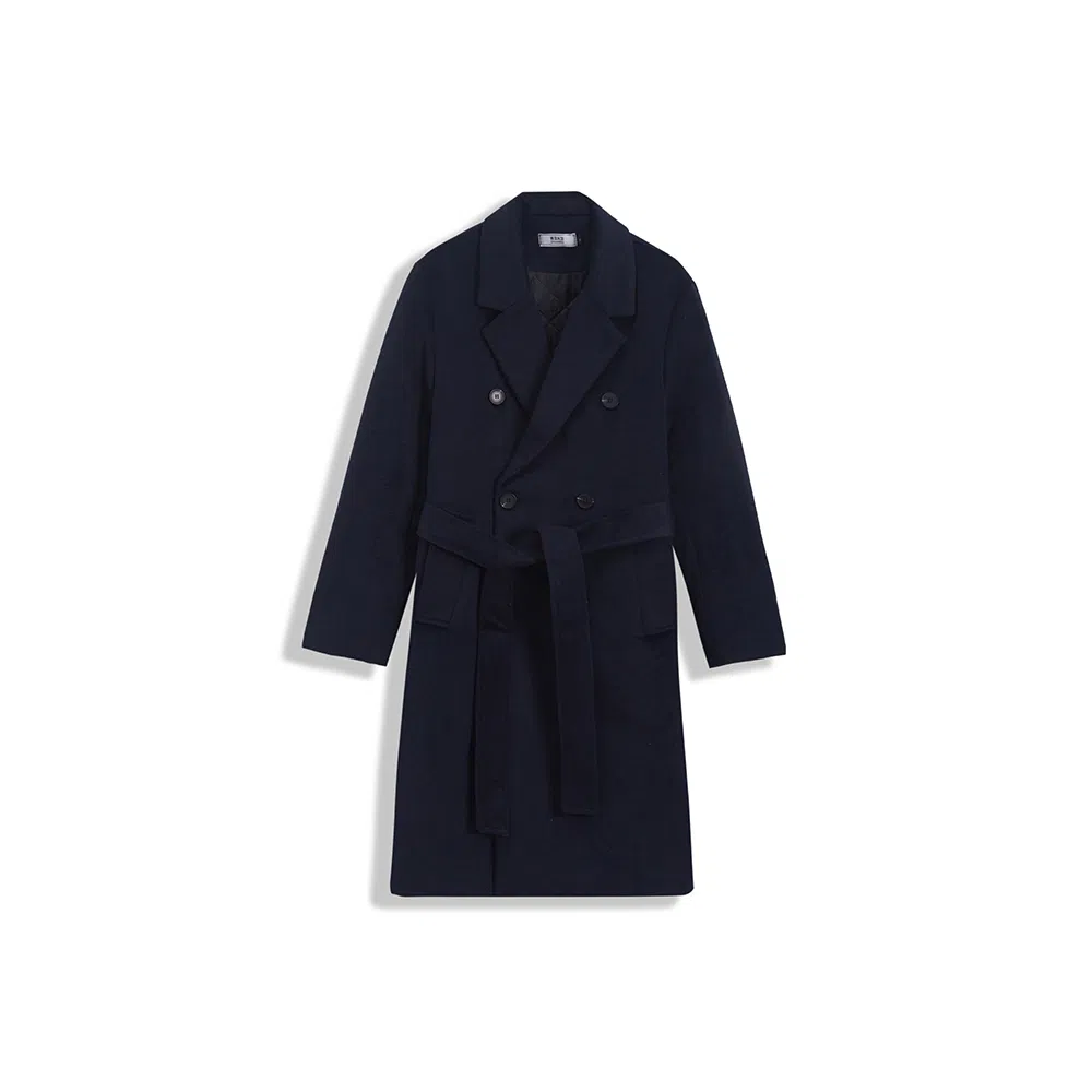 我是大卫 毛呢中长款经典韩版英伦风大衣 男女同款