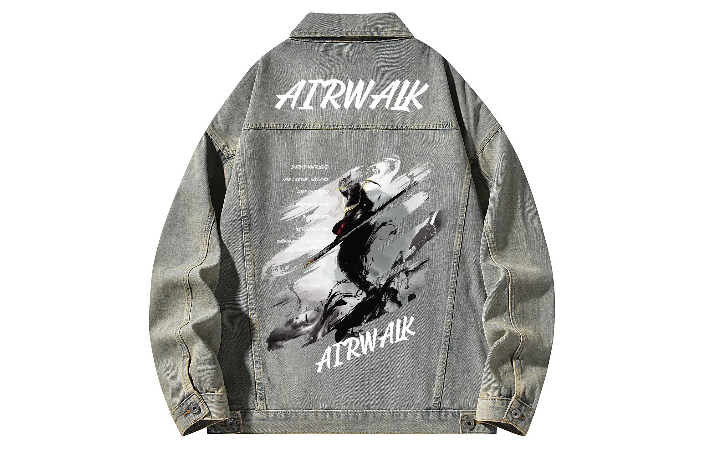Airwalk Retro Dark Wukong Print Denim Jacket