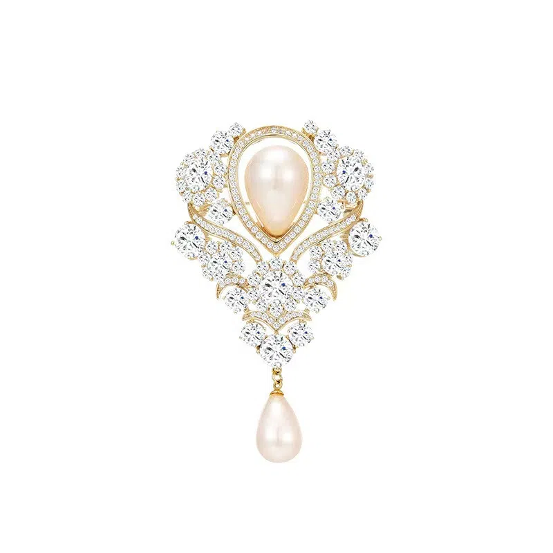 指尖瑰宝 欧式气质轻奢风胸花镶钻精致高档别针外套配饰 铜 胸针 女款